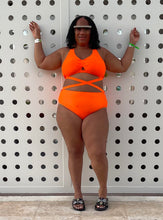 Load image into Gallery viewer, TNT ORANGE TWO PIECE HIGH WAISTED SWIMWEAR