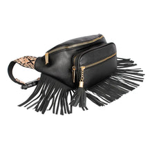 Load image into Gallery viewer, TNT BLACK FRINGED FANNY PACK