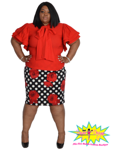 Plus size red and white polka dot skirt cheap
