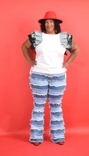 Load image into Gallery viewer, TNT WHITE TWO TONE DENIM TOP