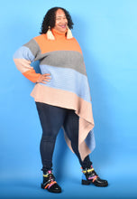 Load image into Gallery viewer, TNT ORANGE COLOR BLOCK HIGH LOW SWEATER