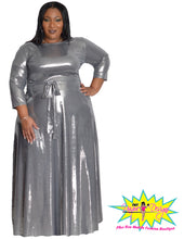 Load image into Gallery viewer, TNT SLIVER METALLIC MAXI DRESS w/ POCKETS