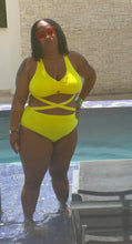 Load image into Gallery viewer, TNT YELLOW TWO PIECE HIGH WAISTED SWIMWEAR