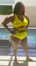 Load image into Gallery viewer, TNT YELLOW TWO PIECE HIGH WAISTED SWIMWEAR