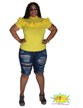 Load image into Gallery viewer, TNT YELLOW FLOWER RUFFLE TOP