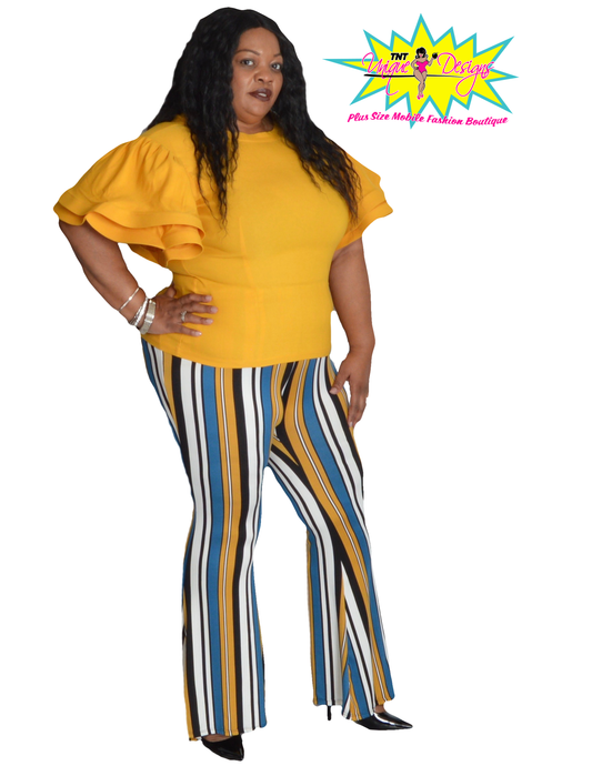 TNT MUSTARD BOLD WIDE LED PRINT PANTS