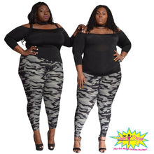 Load image into Gallery viewer, TNT BLACK &amp; GRAY ARMY PRINT LEGGINGS